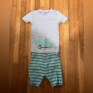 Carter's 18M Gray Tee & Mint Dinosaur Striped Pajama Set